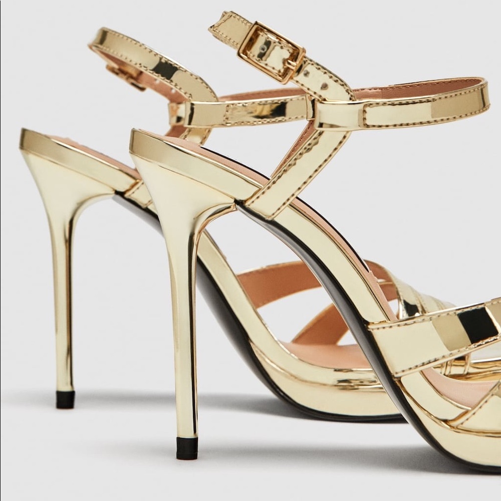 Zara Gold Strappy Heels - Picture 8 of 8